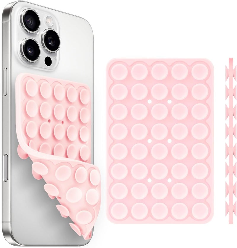 Yojaro Silicone Suction Cup Phone Case Mount Double Sided, Phone Accessories Hands-Free Strong Grip Holder for Selfies and Videos, Silicon Phone Stand for iPhone and Android Light Pink - Image 1